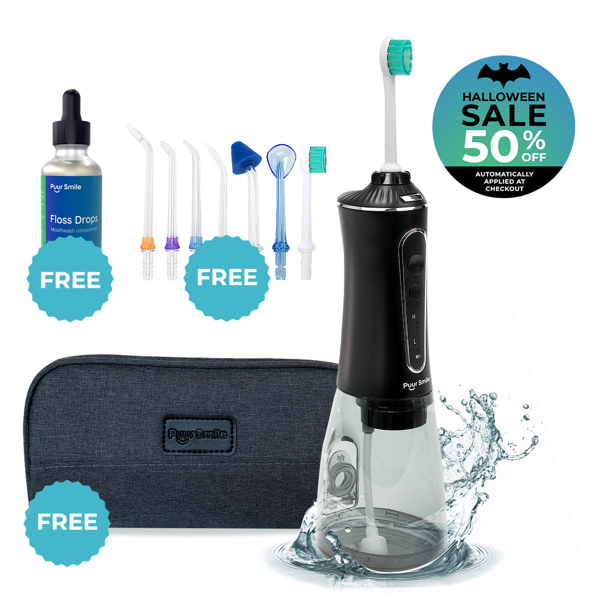 PUURSMILE WATER FLOSSER - 50% OFF HALLOWEEN  SALE + 3 FREE GIFTS (WORTH $120)