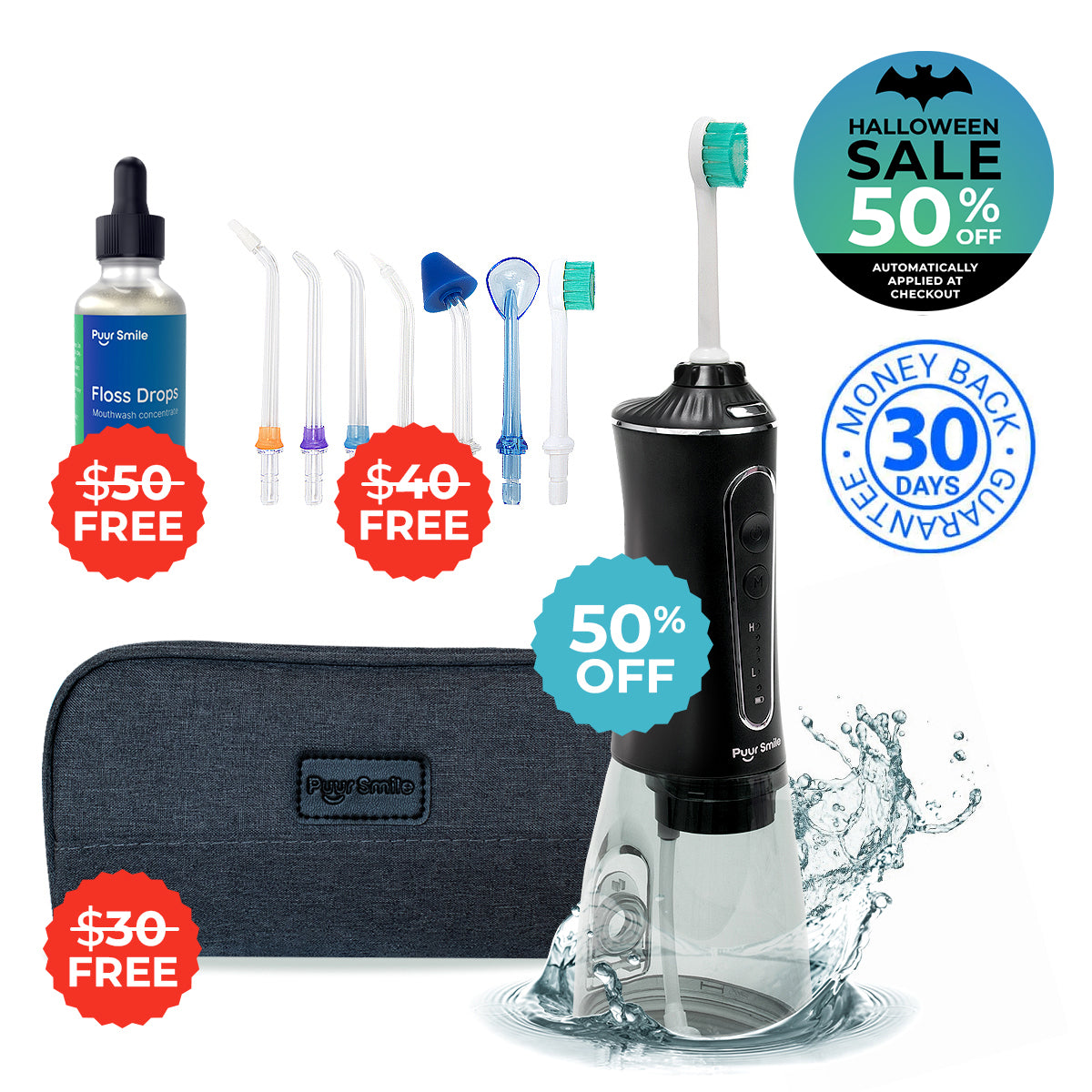 PUURSMILE WATER FLOSSER - UP TO 70% OFF HALLOWEEN SALE + 3 FREE GIFTS (WORTH $120)
