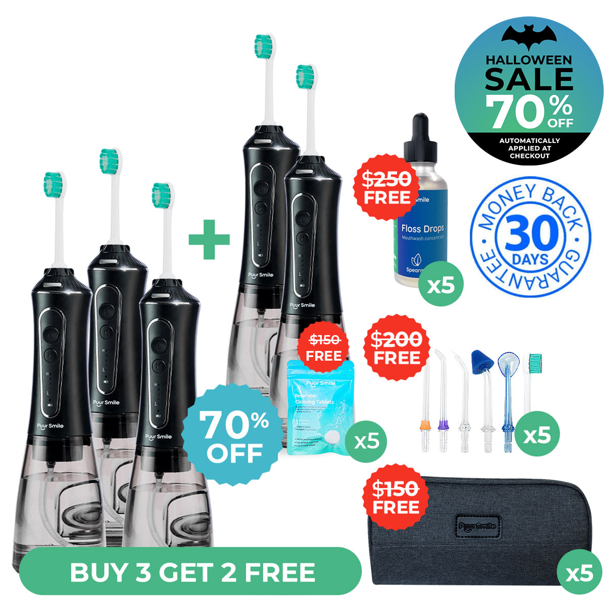 PUURSMILE WATER FLOSSER - 55% OFF HALLOWEEN SALE + 4 FREE GIFTS (WORTH $150)