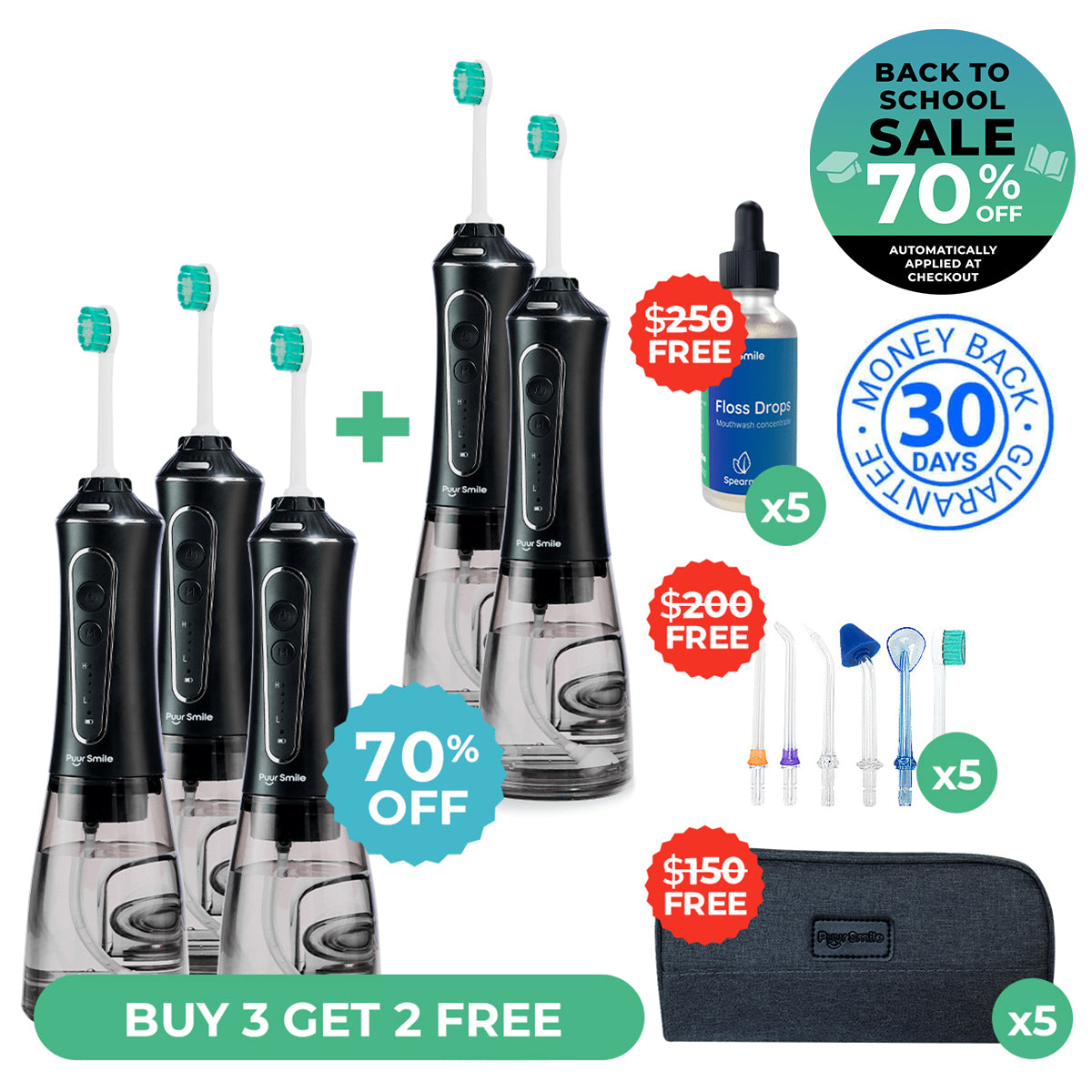 PUURSMILE WATER FLOSSER - 50% OFF BACK TO SCHOOL SALE + 3 FREE GIFTS (WORTH $120)