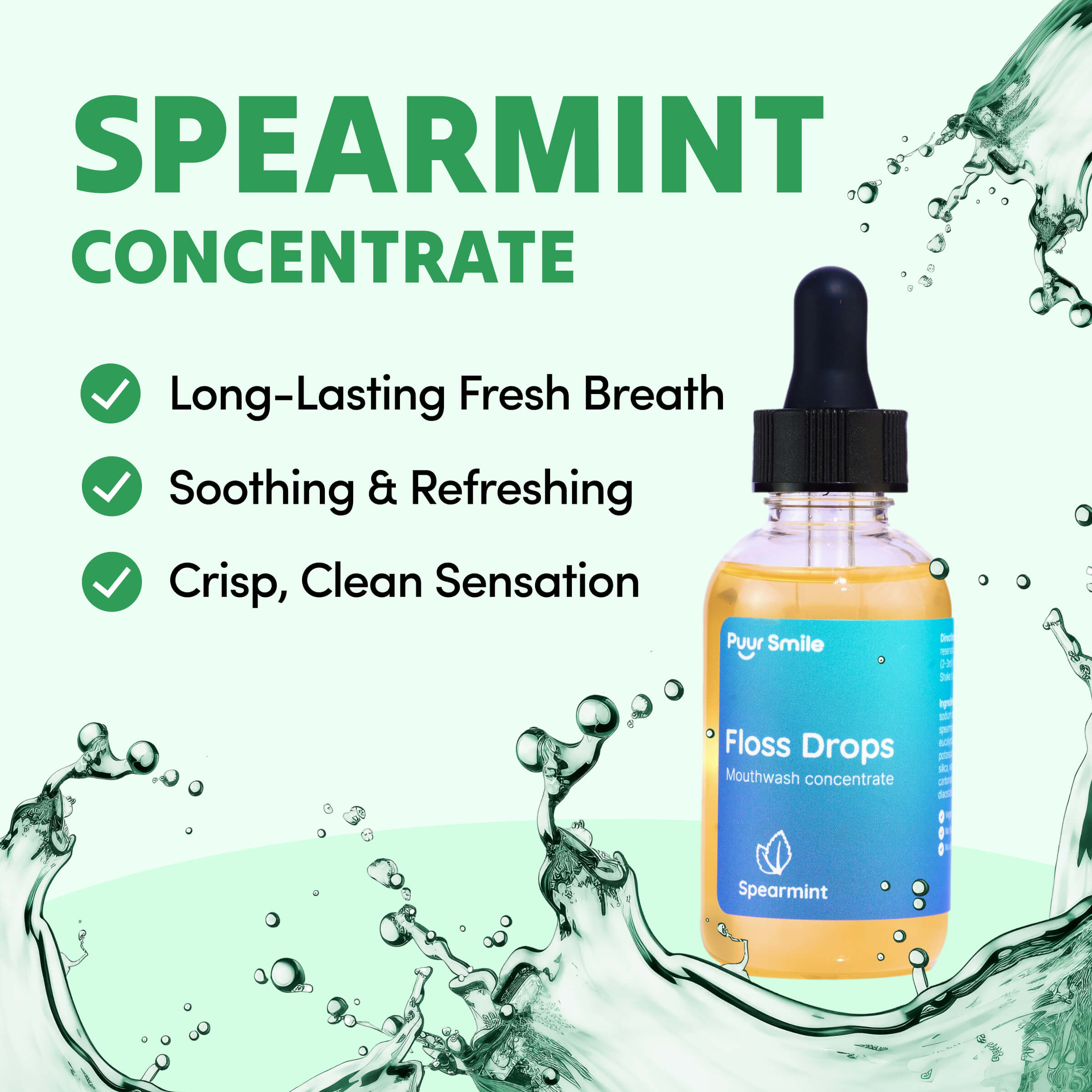 PuurSmile Floss Drops – Spearmint Concentrate