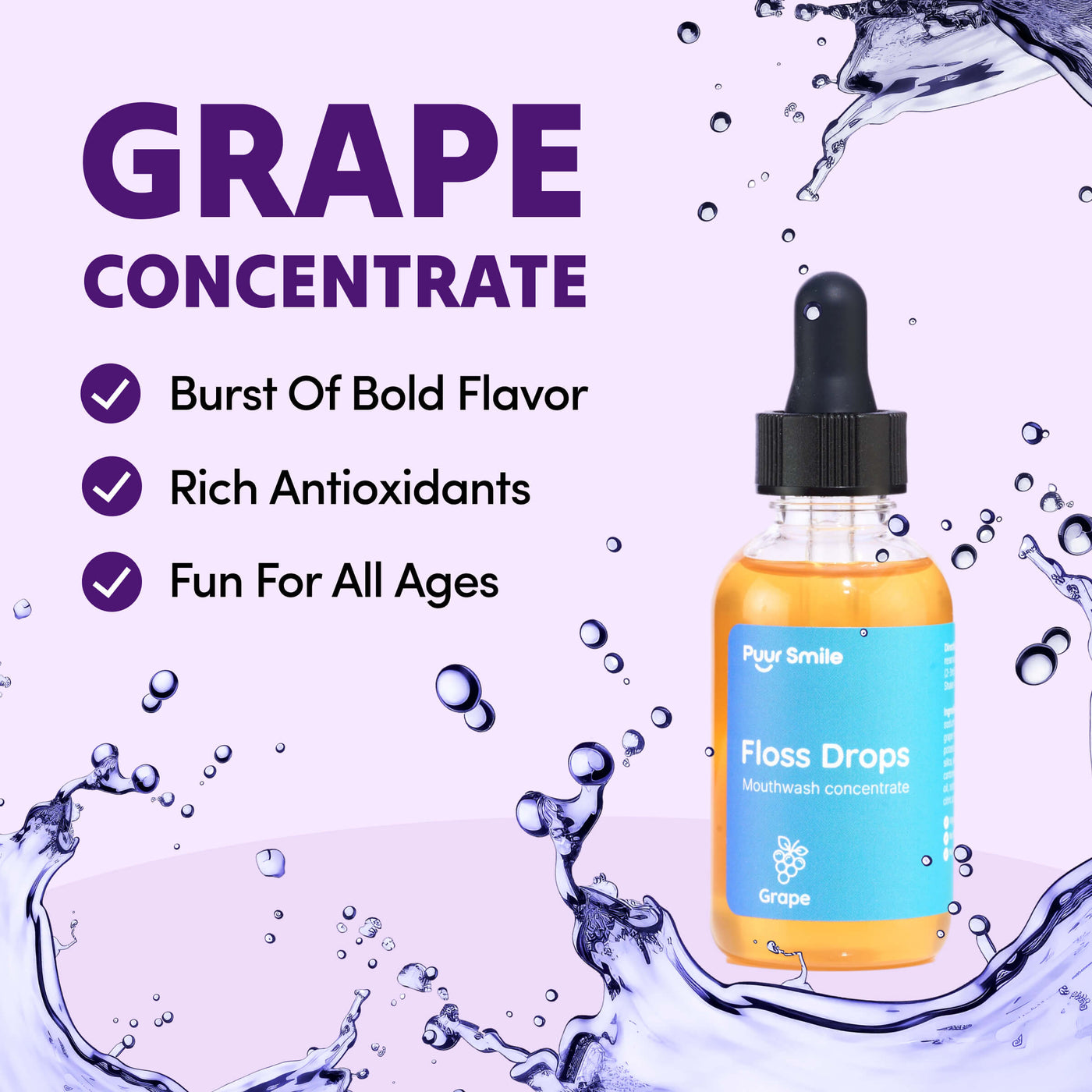 PuurSmile Floss Drops – Grape Concentrate