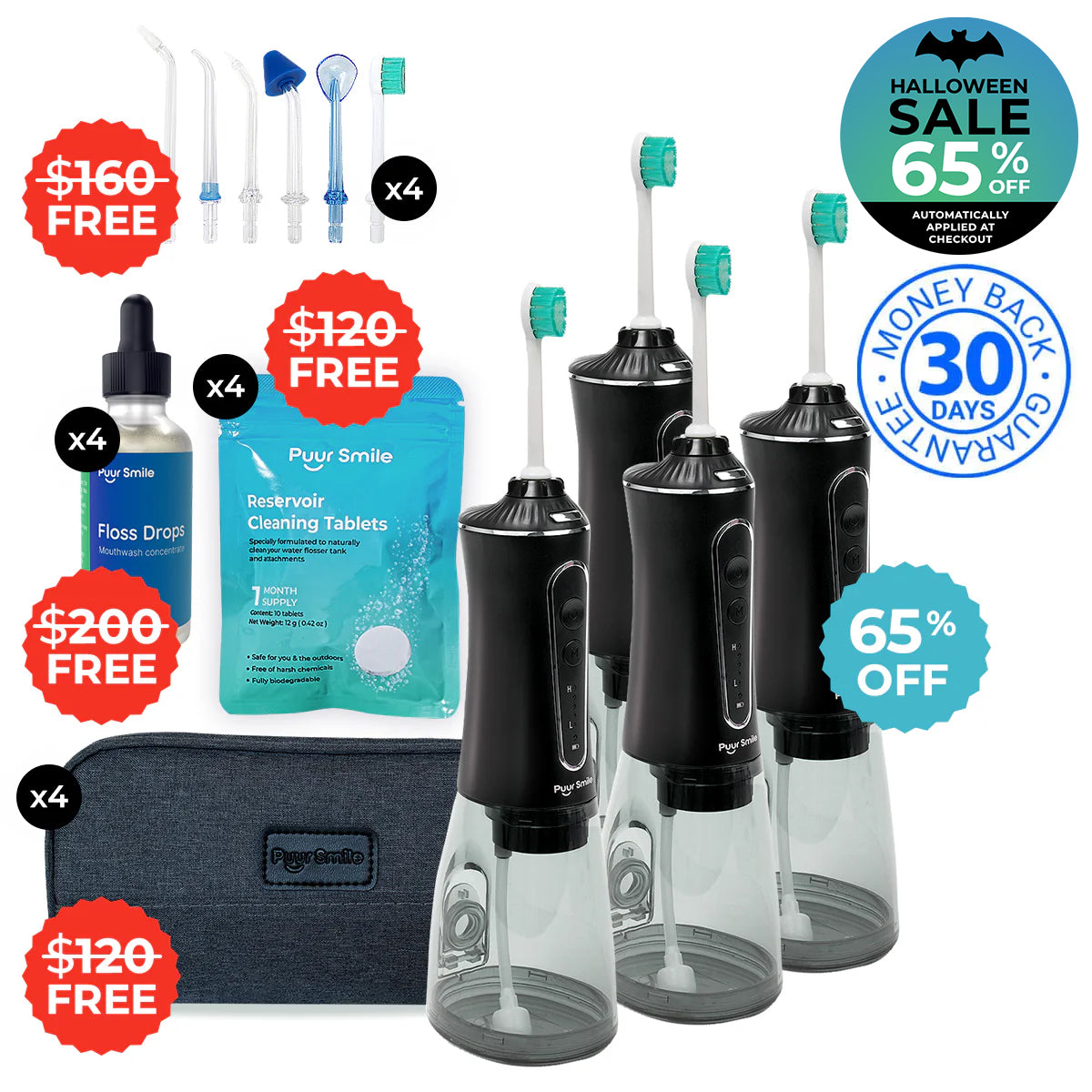 PUURSMILE WATER FLOSSER - 55% OFF HALLOWEEN SALE + 4 FREE GIFTS (WORTH $150)